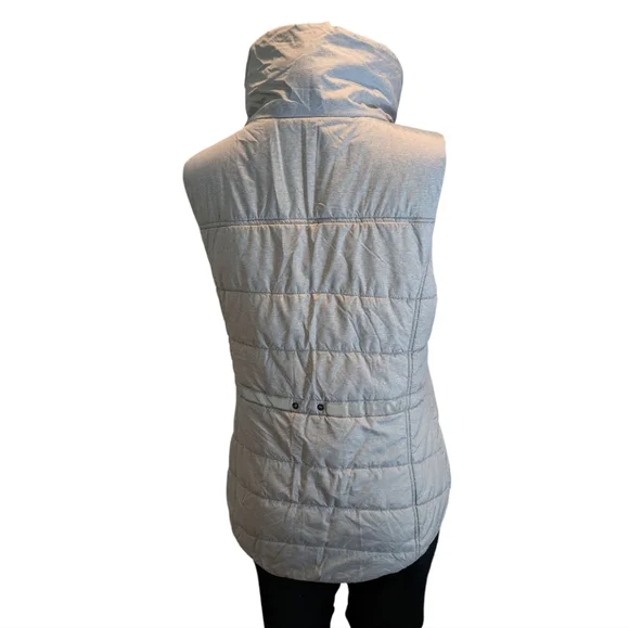 Zella Gray Asymmetrical Zip Funnel Neck PrimaLoft Puffer Vest Women's Medium - Picture 9 of 17